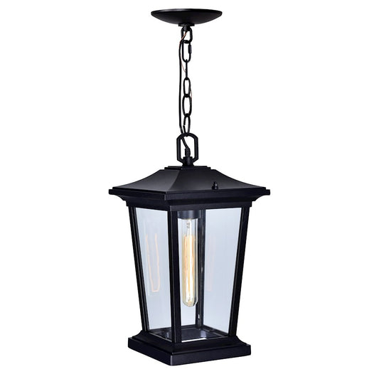 CWI Lighting Leawood 1 Light Outdoor Hanging Light, Black/Clear - 0413P8-1-101