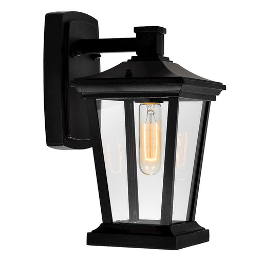 CWI Leawood 1 Light 12"H Outdoor Wall Light, Black/Clear - 0413W7-1-101