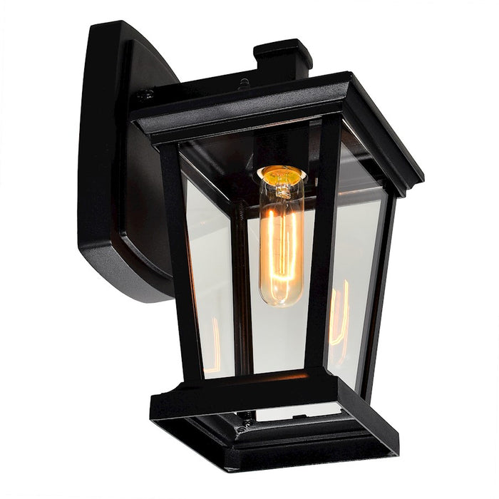 CWI Leawood 1 Light 12"H Outdoor Wall Light, Black/Clear