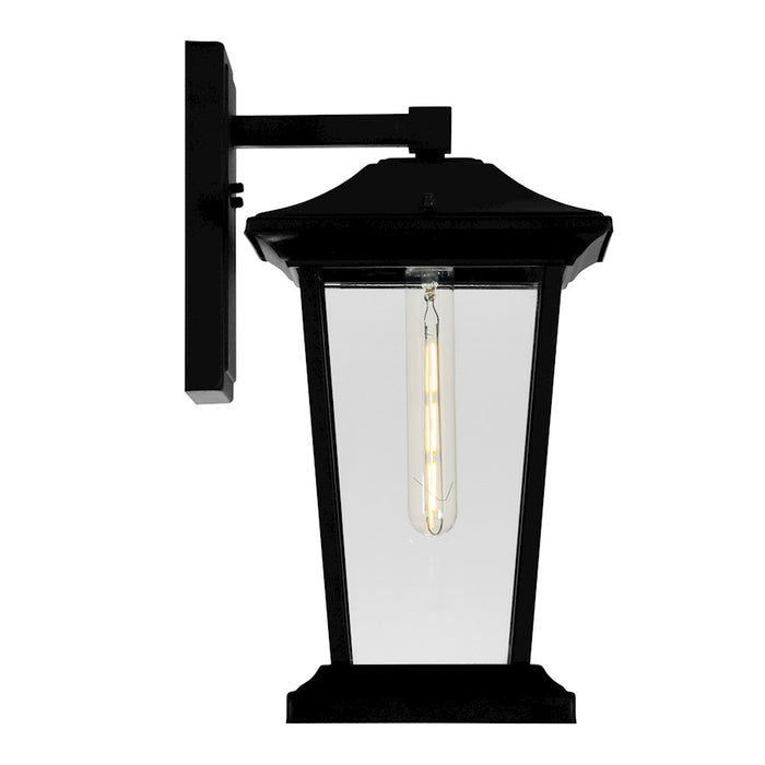 CWI Lighting Leawood 1 Light 15"H Outdoor Wall Light, Black/Clear