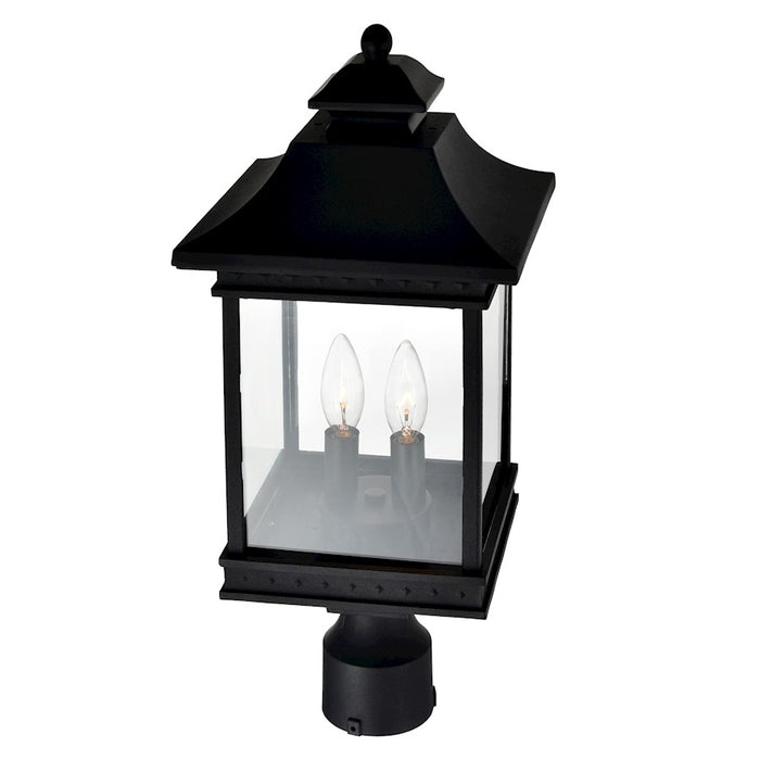 CWI Cleveland 2 Light Outdoor Lantern Head, Black/Clear