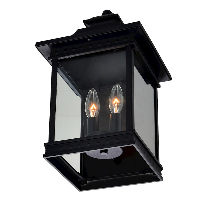 CWI Lighting Cleveland 2-Lt 9" Outdoor Wall Light, Black/Clear