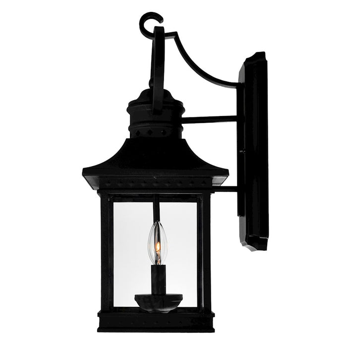 CWI Lighting Cleveland 2 Light Outdoor Wall Light, Black/Clear