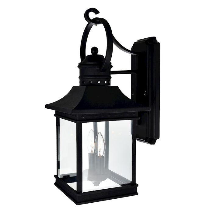 CWI Lighting Cleveland 2 Light Outdoor Wall Light, Black/Clear