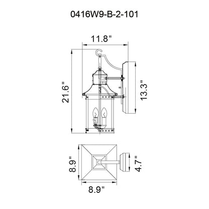 2 Light Outdoor Wall Sconce