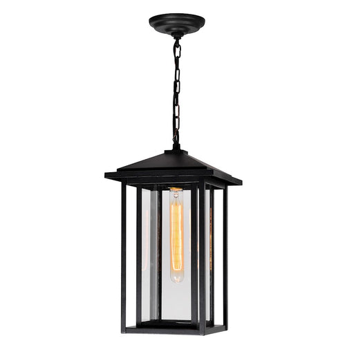 CWI Lighting Crawford 1 Light Outdoor Hanging Light, Black/Clear - 0417P9-1-101