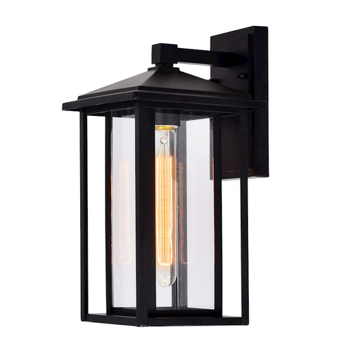 CWI Crawford 1 Light 14"H Outdoor Wall Light, Black/Clear - 0417W7-1-101