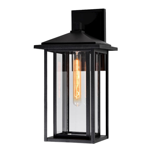 CWI Crawford 1 Light 18"H Outdoor Wall Light, Black/Clear - 0417W9-1-101