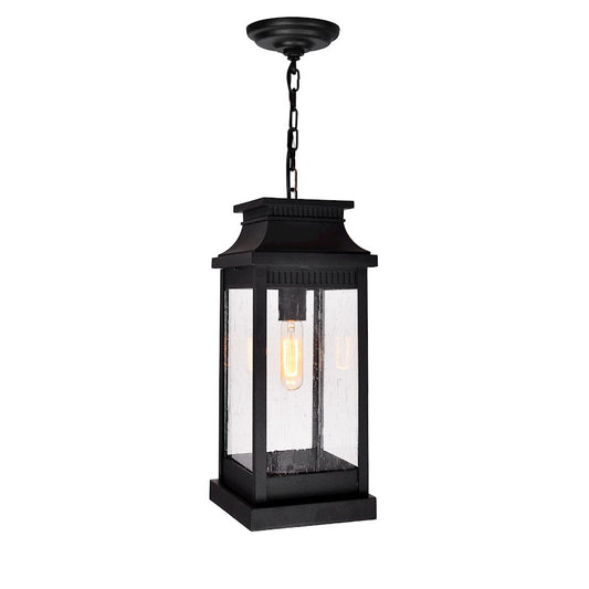 CWI Lighting Milford 1 Light 20"H Outdoor Pendant, Black/Seedy - 0418P7L-1