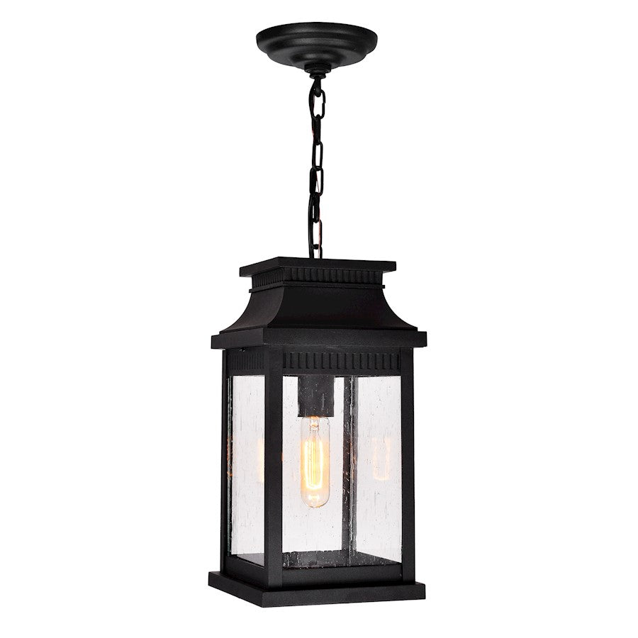 CWI Lighting Milford 1 Light 15"H Outdoor Pendant, Black/Seedy - 0418P7S-1