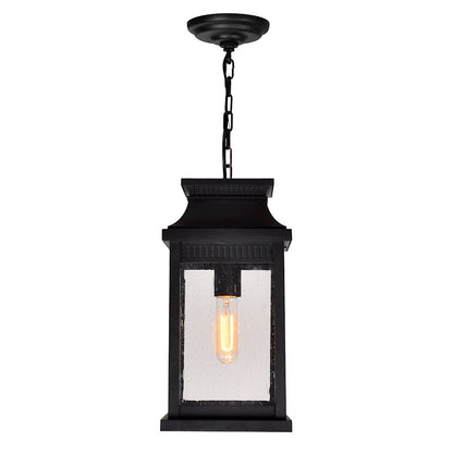 1 Light 15"H Outdoor Pendant, Black