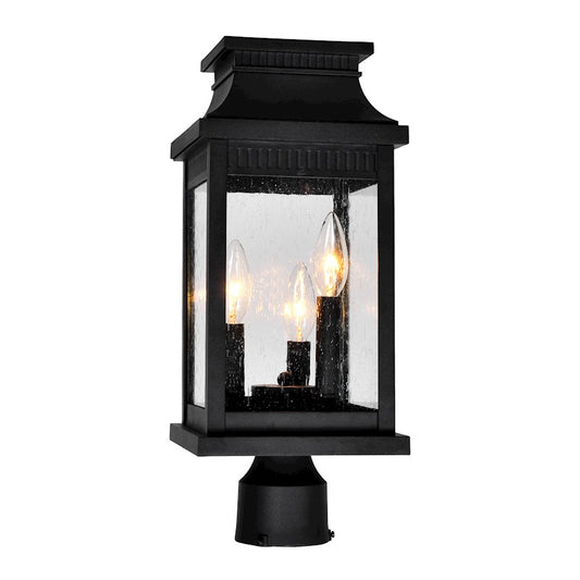 CWI Milford 3 Light 17"H Outdoor Lantern Head, Black/Seedy - 0418PT7S-3