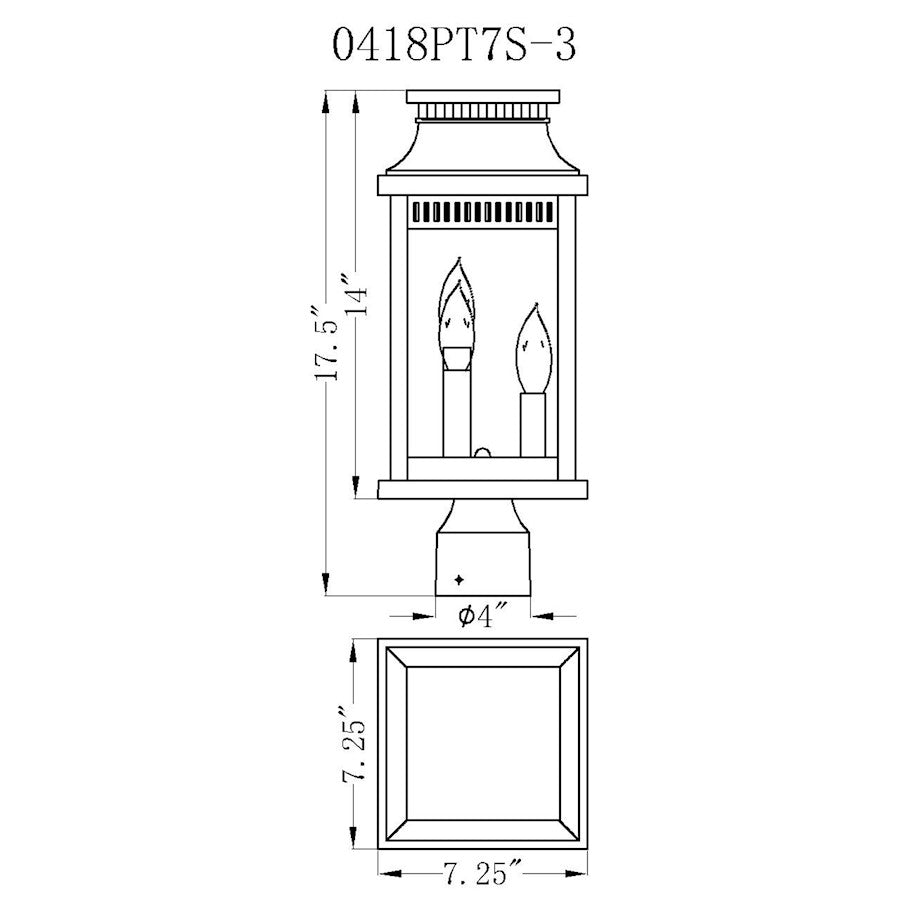 3 Light 17"H Outdoor Lantern Head