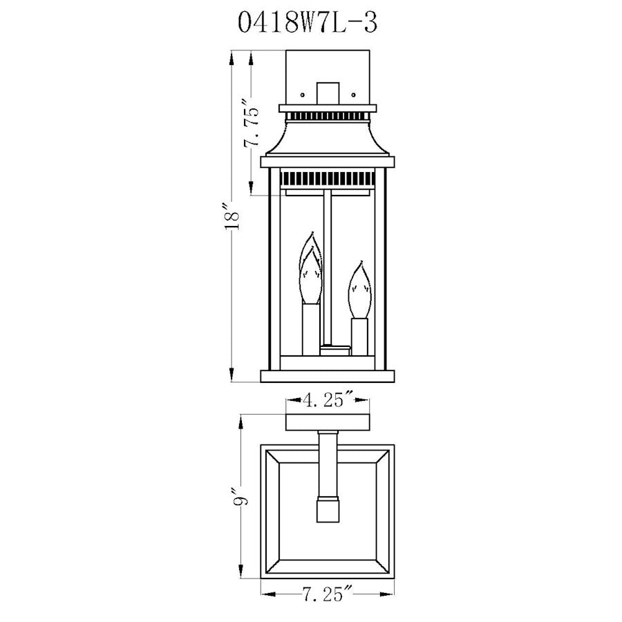 3 Light 18"H Outdoor Wall Sconce