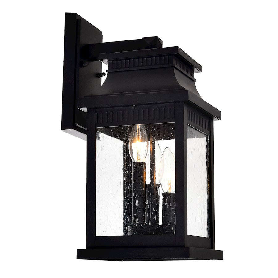 CWI Lighting Milford 3 Light 16"H Outdoor Wall Light, Black/Seedy - 0418W7S-3