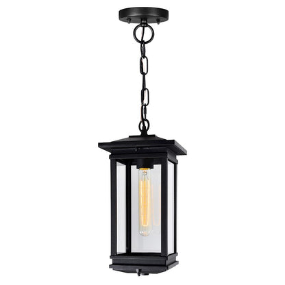 CWI Lighting Oakwood 1 Light Outdoor Pendant, Black/Clear - 0422P7-1-101