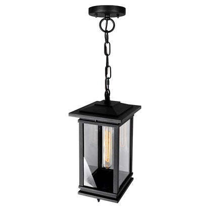 1 Light Outdoor Pendant, Black/Clear