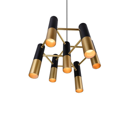 7 Light Down Chandelier, Matte Black