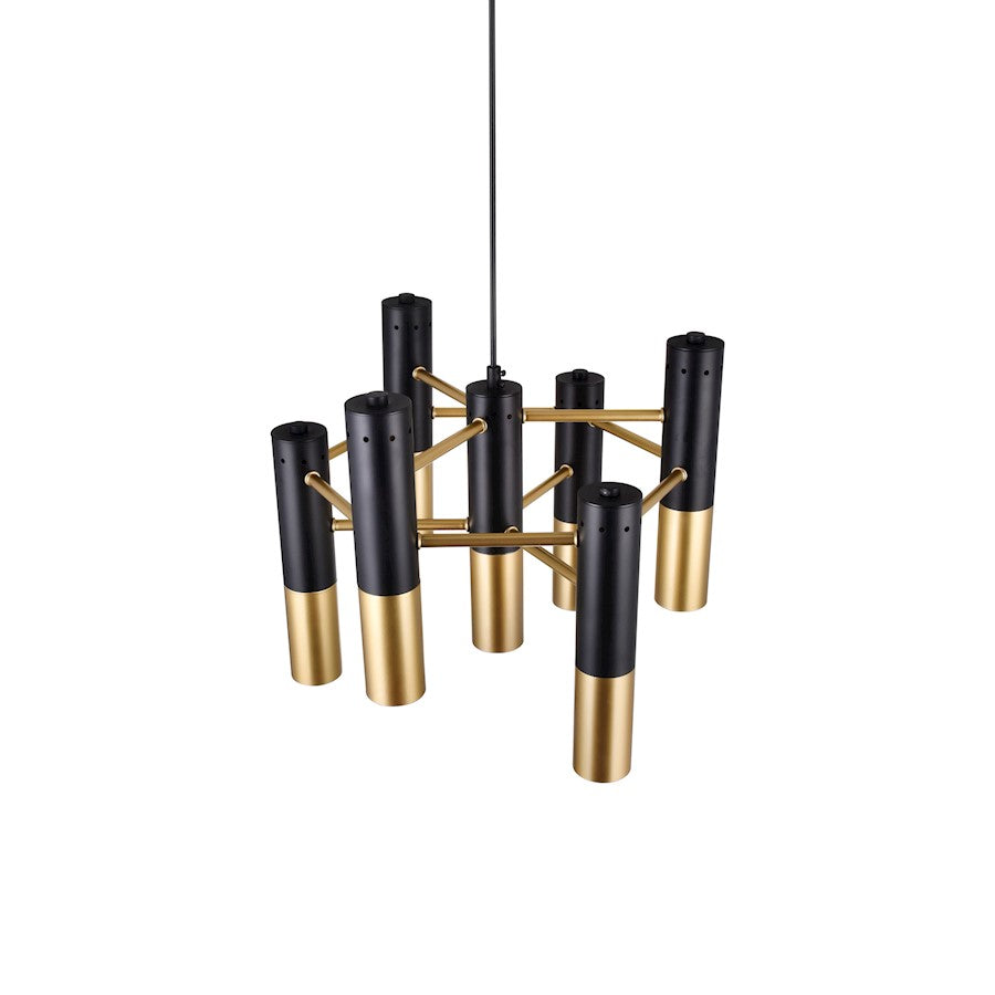 7 Light Down Chandelier, Matte Black