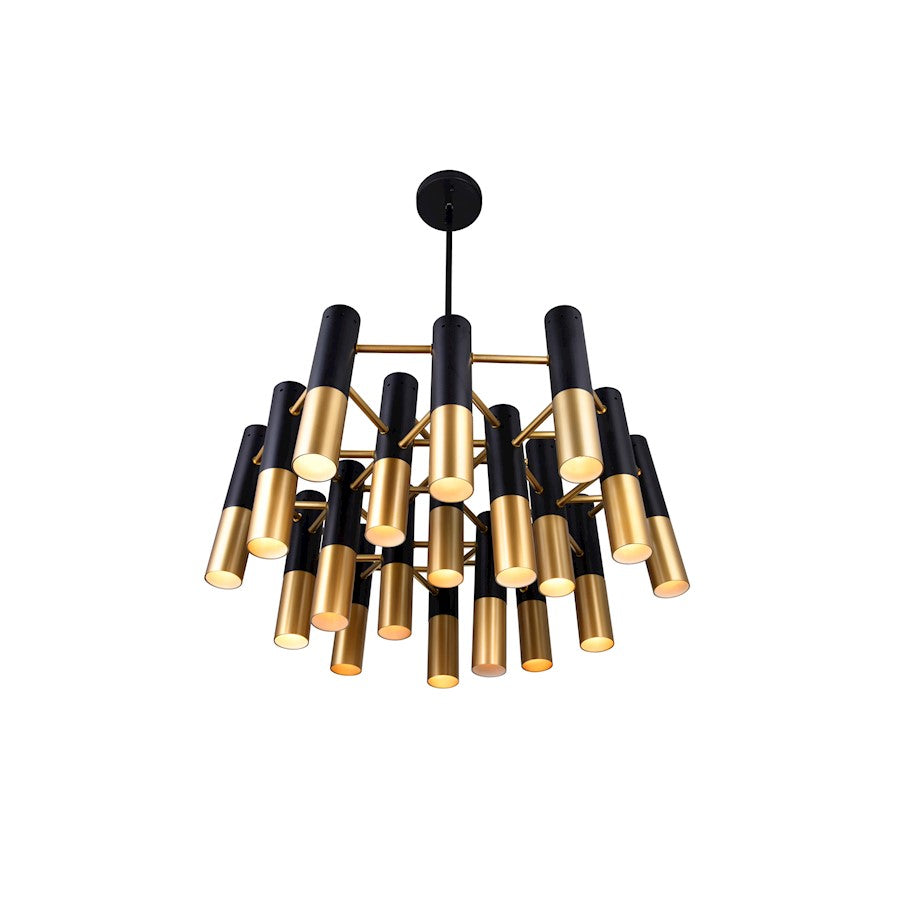 19 Light Down Chandelier, Matte Black