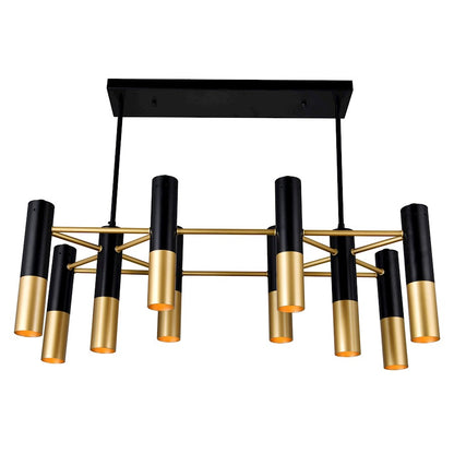 10 Light Down Chandelier, Matte Black