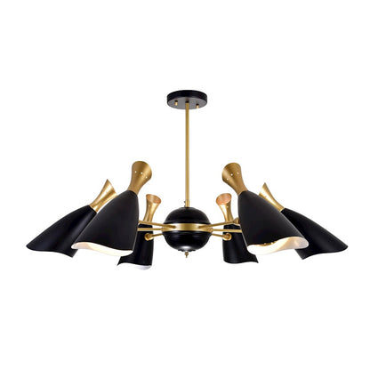 CWI Rolin 12 Light Down Chandelier, Matte Black/Satin Gold - 1016P43-6-129