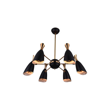 12 Light Down Chandelier, Matte Black