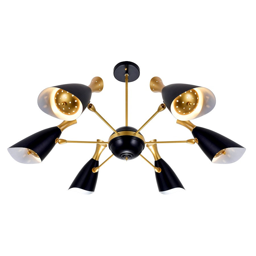 12 Light Down Chandelier, Matte Black