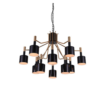 CWI Corna 12 Light 32" Down Chandelier, Matte Black/Satin Gold - 1017P32-12-129