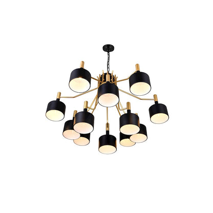 12 Light Down Chandelier, Matte Black