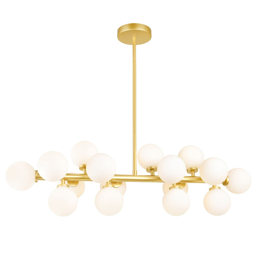 16 Light Chandelier, Satin Gold