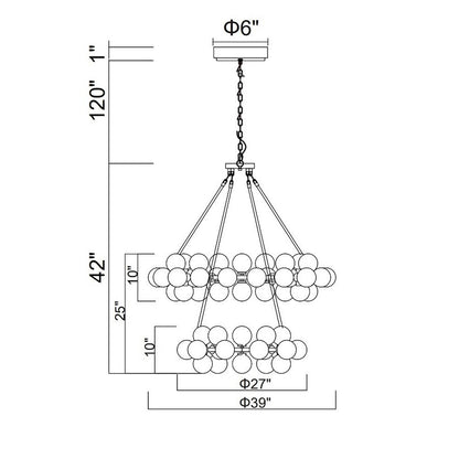 Arya 70 Light Chandelier, Satin Gold