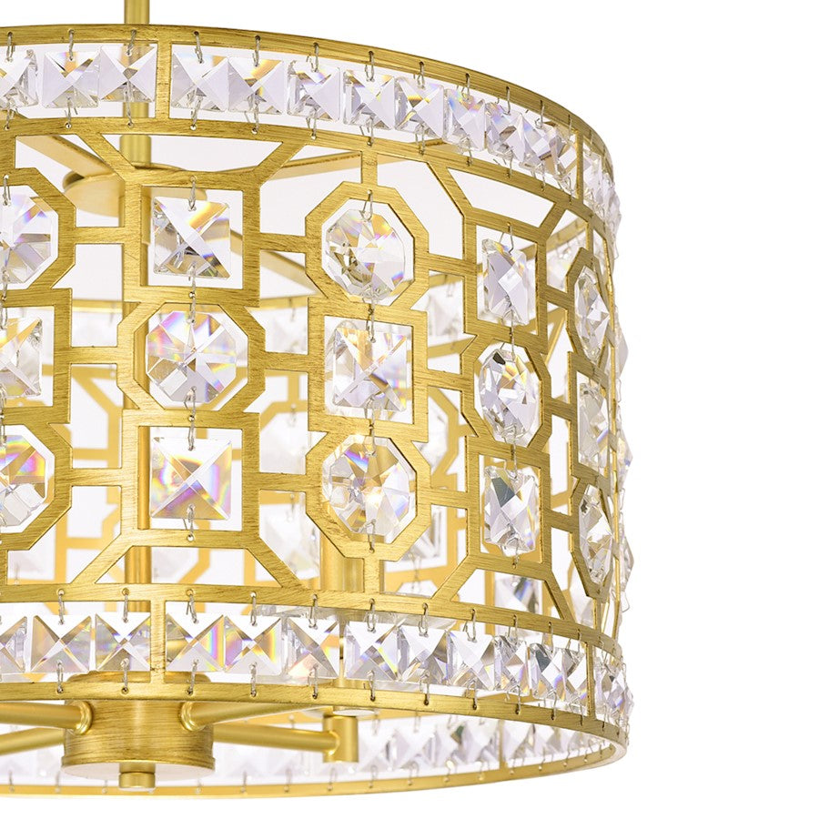 4 Light Drum Shade Chandelier, Champagne