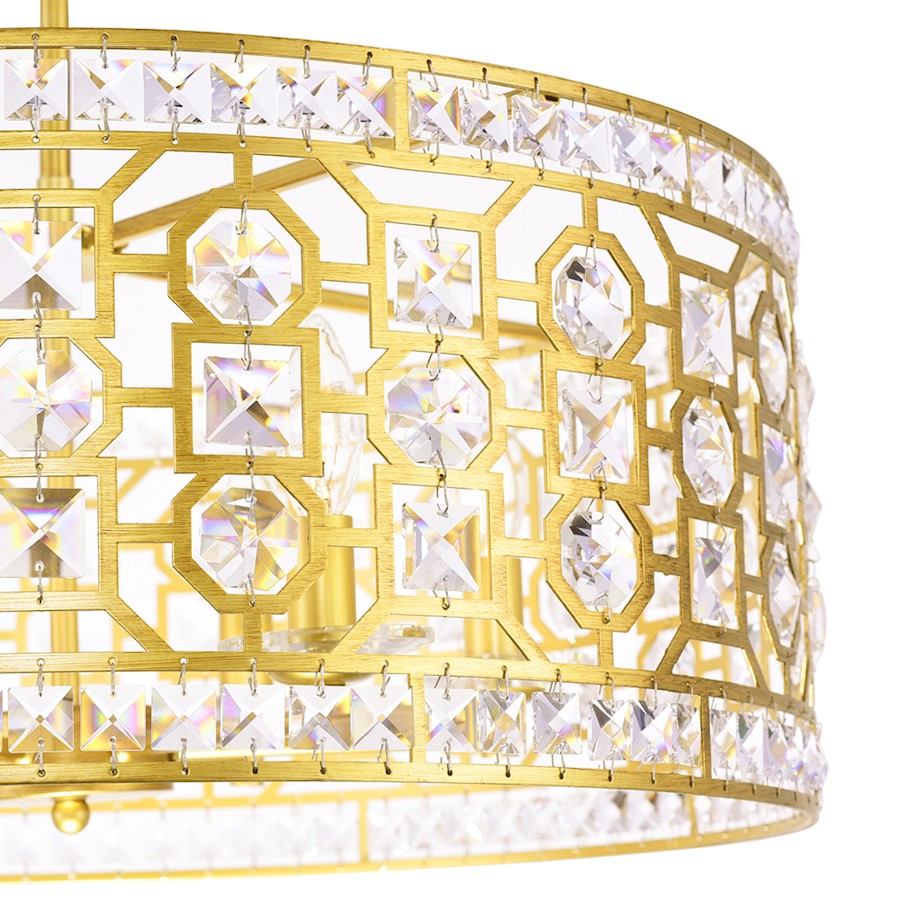 6 Light Drum Shade Chandelier, Champagne