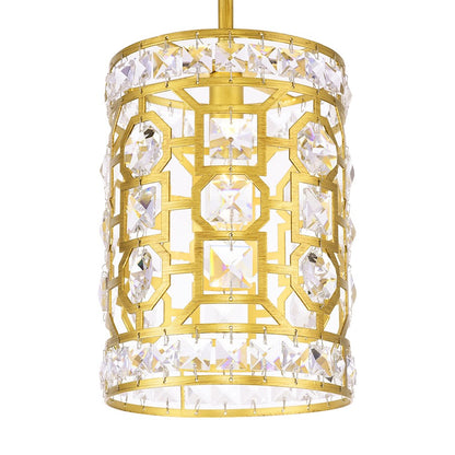 1 Light Drum Shade Mini Pendant, Champagne