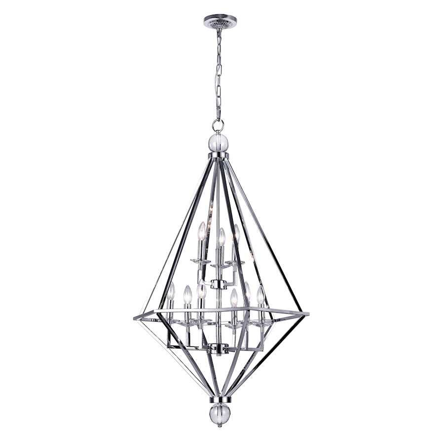 CWI Lighting Calista 9 Light Up Chandelier, Chrome - 1027P26-9-601