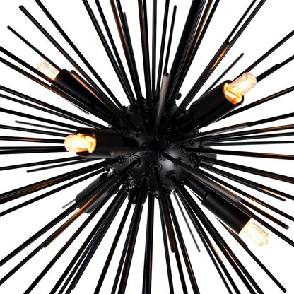 6 Light Chandelier, Black