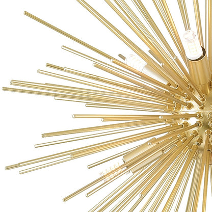 6 Light Chandelier, Gold Leaf