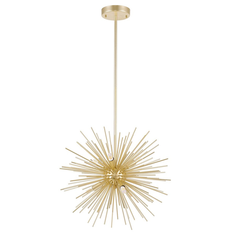 6 Light Chandelier, Gold Leaf