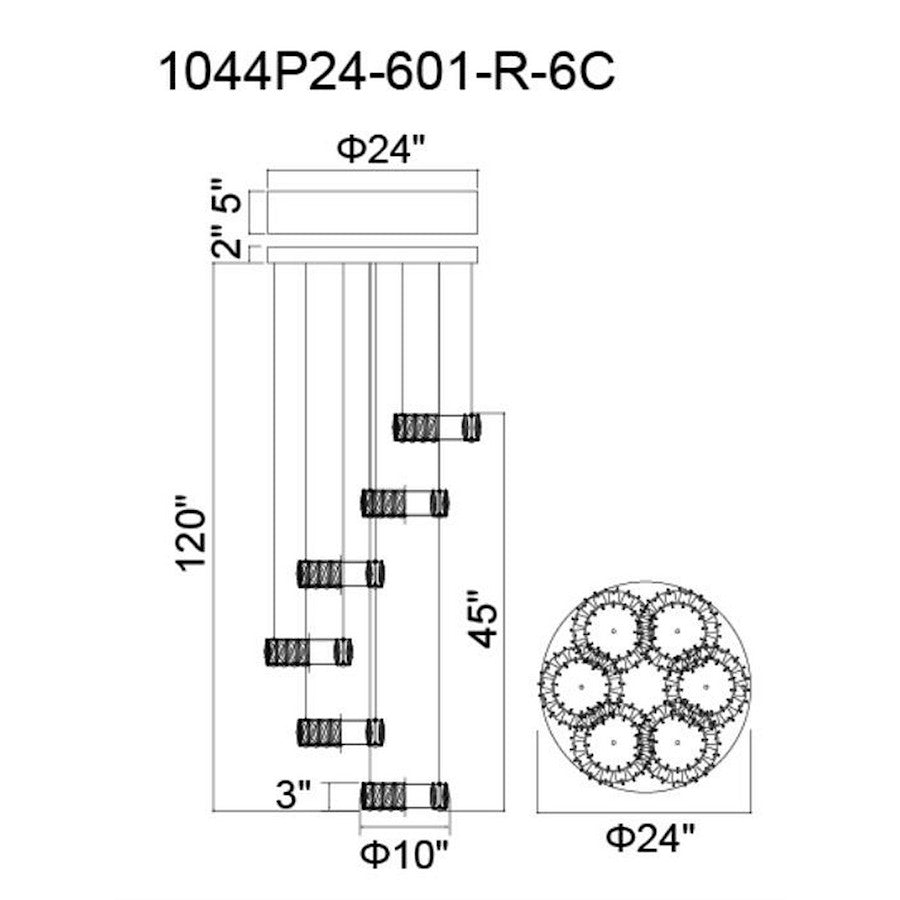 Madeline Down Chandelier, Chrome 6C