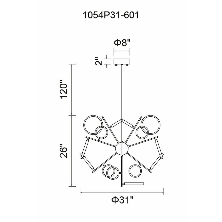 Colette 31" Chandelier, Chrome