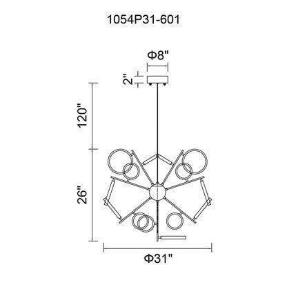 Colette 31" Chandelier, Chrome