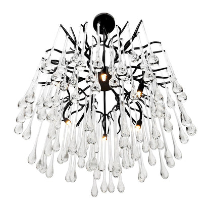 6 Light Down Chandelier, Black