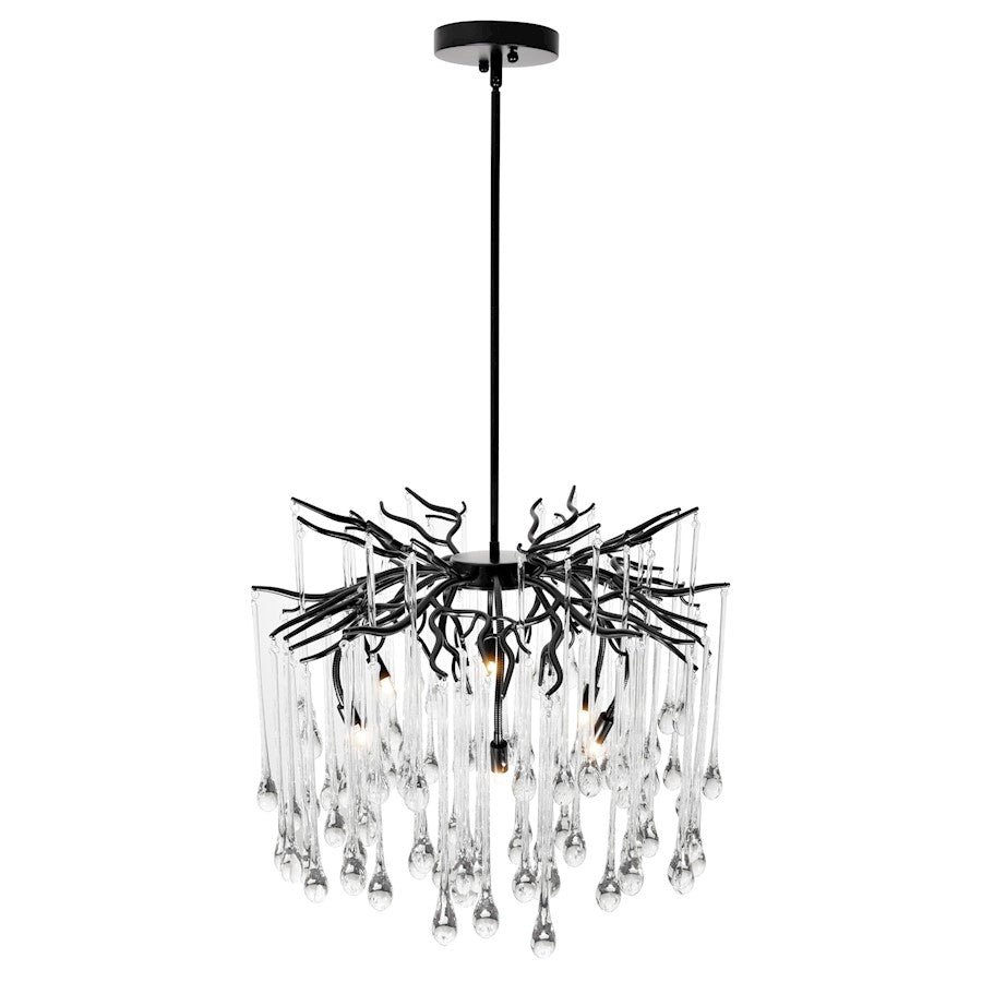 6 Light Down Chandelier, Black