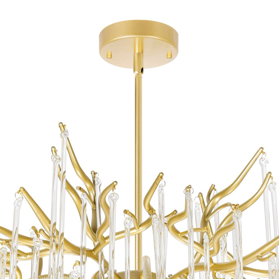 6 Light Down Chandelier, Gold Leaf