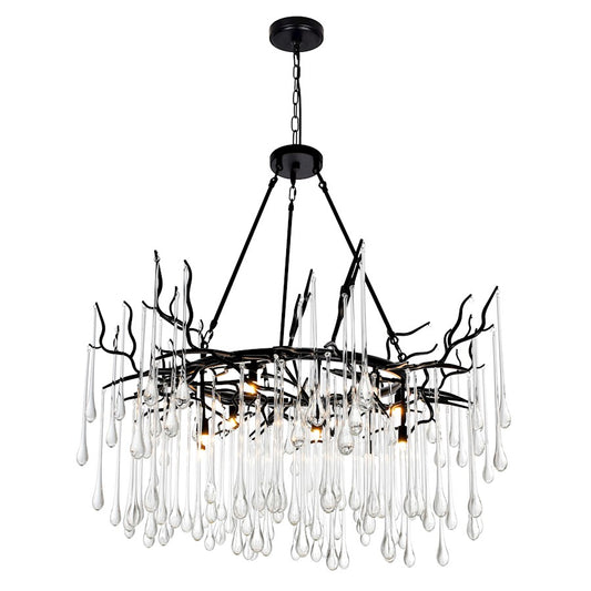 CWI Lighting Anita 43" 12 Light Down Chandelier, Black - 1094P43-12-101