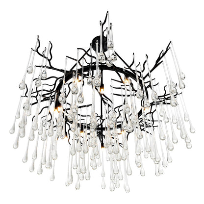 12 Light Down Chandelier, Black