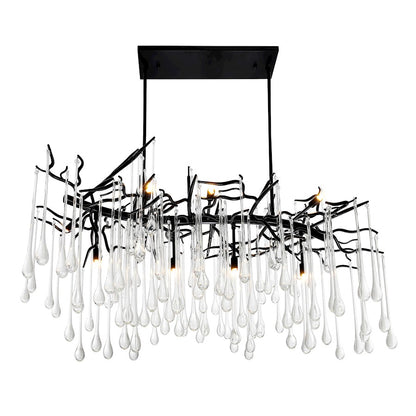 10 Light Down Chandelier, Black