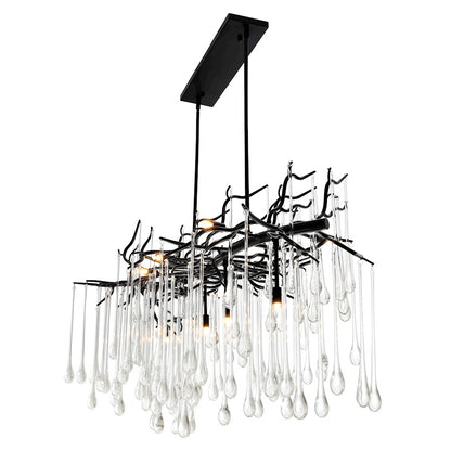 10 Light Down Chandelier, Black