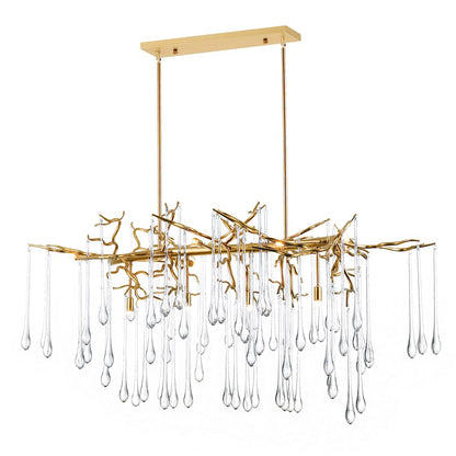 10 Light Down Chandelier, Gold Leaf